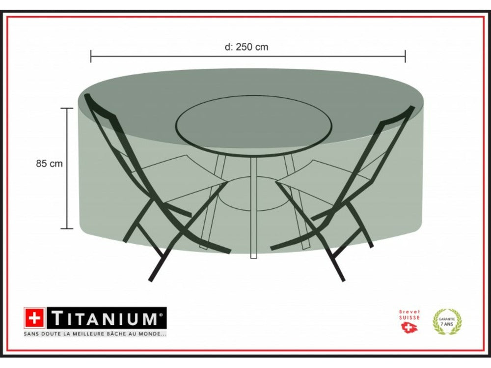  Housse De Protection Pour Table Ronde + Chaises 250 X 250 X 85 Cm - Noir