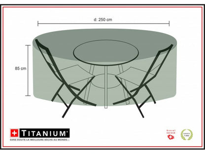  Housse De Protection Pour Table Ronde + Chaises 250 X 250 X 85 Cm - Noir