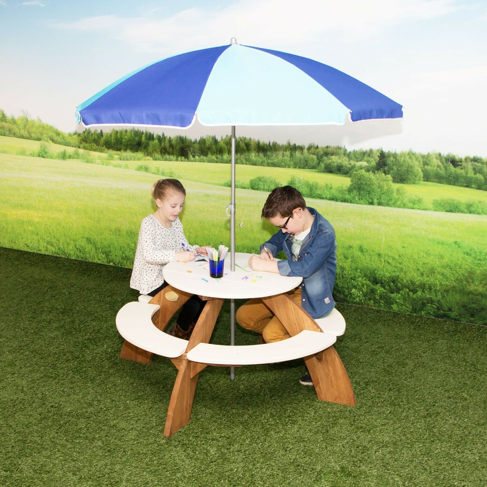  Axi Orion Table Pique Nique Enfant Ronde En Bois Marron & Blanc