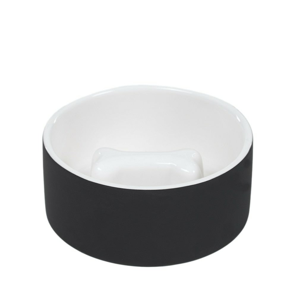  Ahma - Gamelle Anti-glouton Design En Céramique Noir 15x15x6,5cm