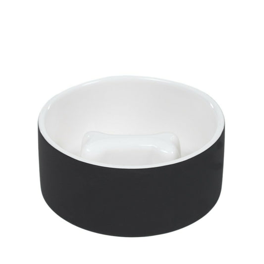  Ahma - Gamelle Anti-glouton Design En Céramique Noir 15x15x6,5cm