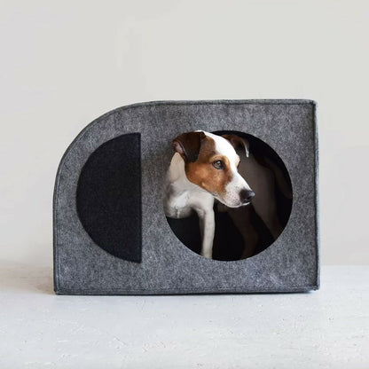  Cosmo - Grotte Chat Design En Feutre Gris Et Coussin Noir