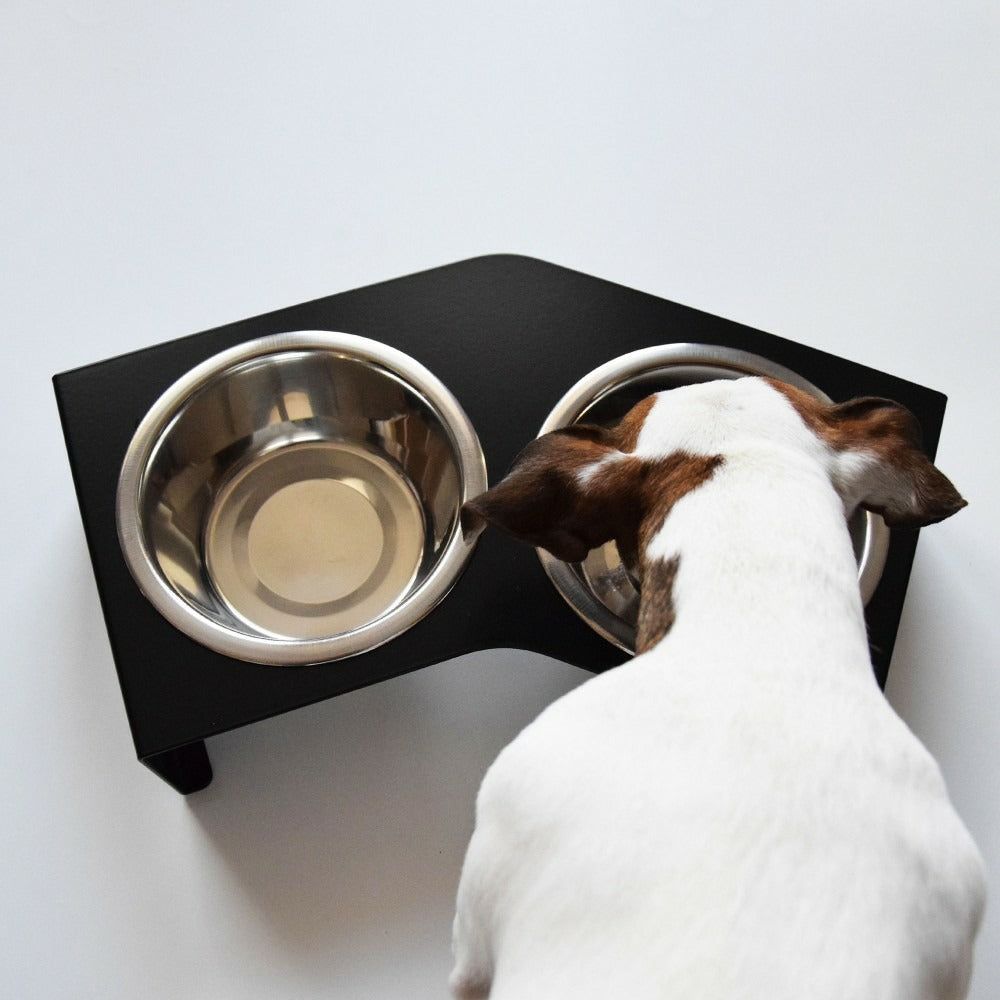  Liqui - Set De 2 Gamelles Chien Surélevées En Acier, Socle Design Métal Noir