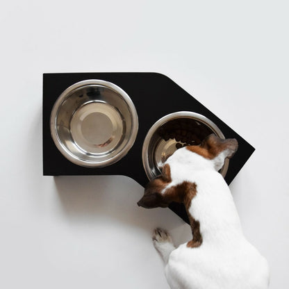  Liqui - Set De 2 Gamelles Chien Surélevées En Acier, Socle Design Métal Noir