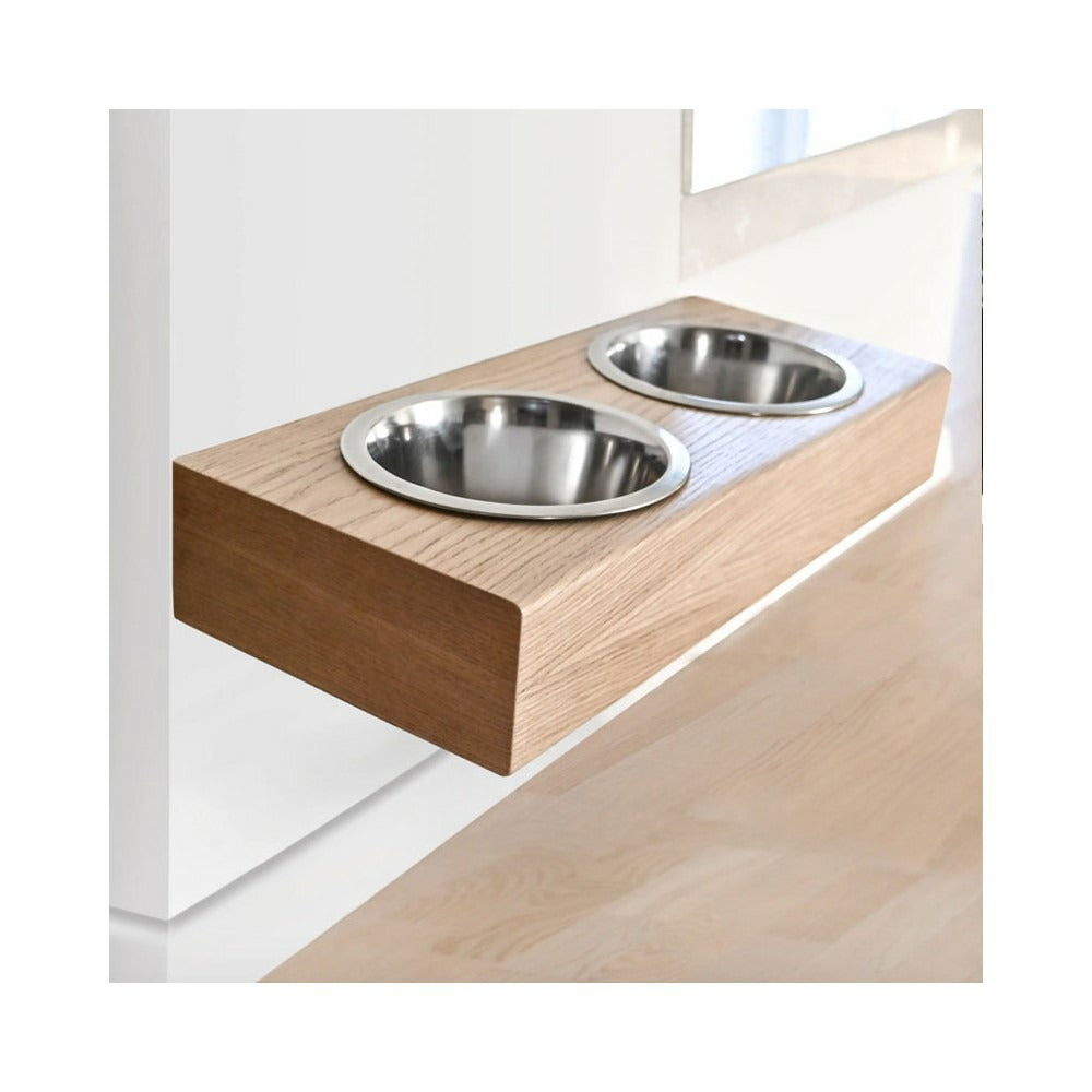  Dubuo - Set De 2 Gamelles Pour Chien Surélevées, Support Mural En Bois, Taille M