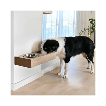  Dubuo - Set De 2 Gamelles Pour Chien Surélevées, Support Mural En Bois, Taille M