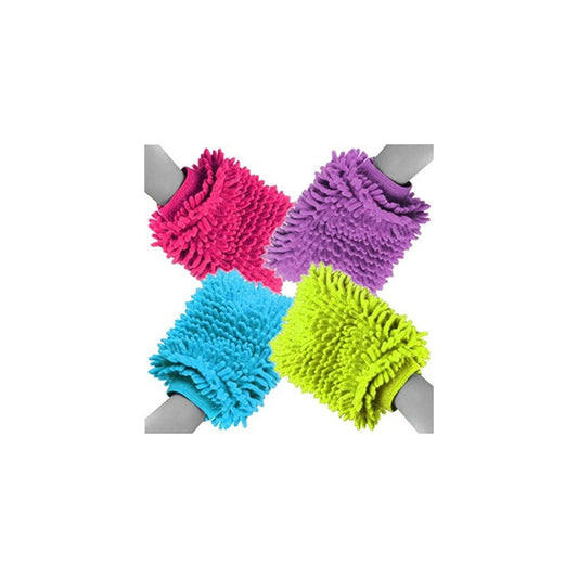  Lot Spécial De 4 Gants Chenille Microfibre Multicolores