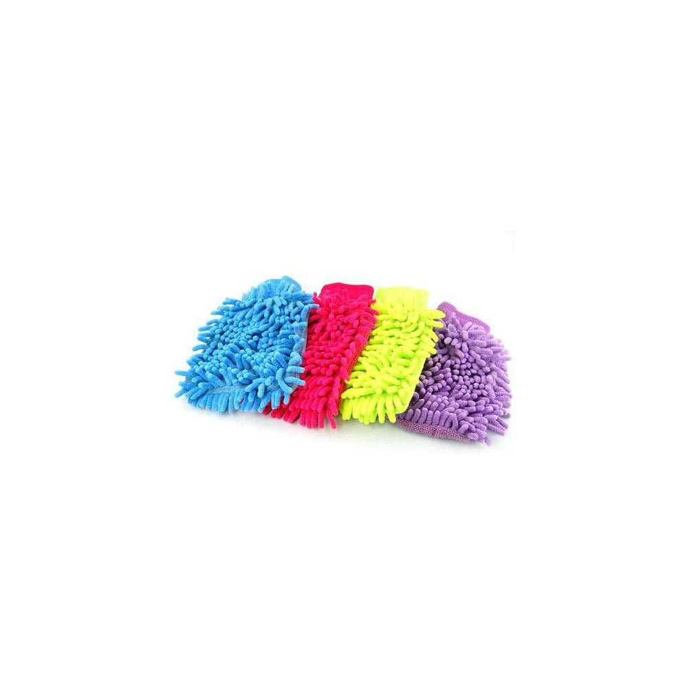  Lot Spécial De 4 Gants Chenille Microfibre Multicolores