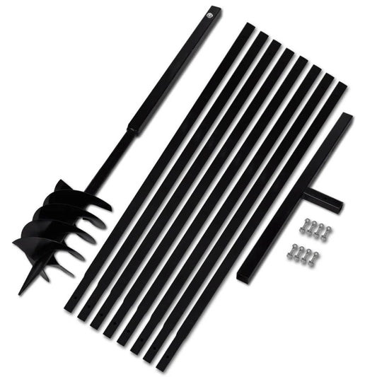 VIDAXL Tarière De Sol Avec Manche 180 Mm Et Tube D'extension 9 M Acier