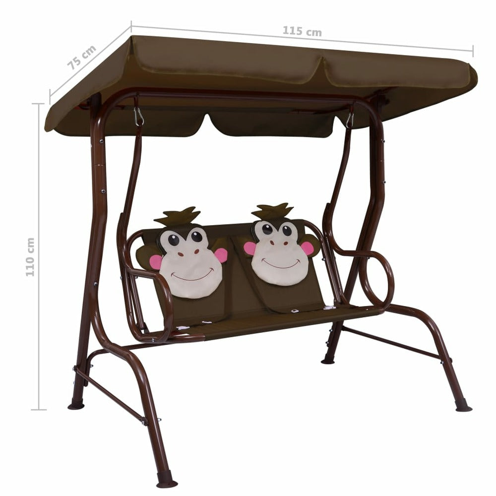 VIDAXL Balancelle Pour Enfants Marron 115x75x110 Cm Tissu