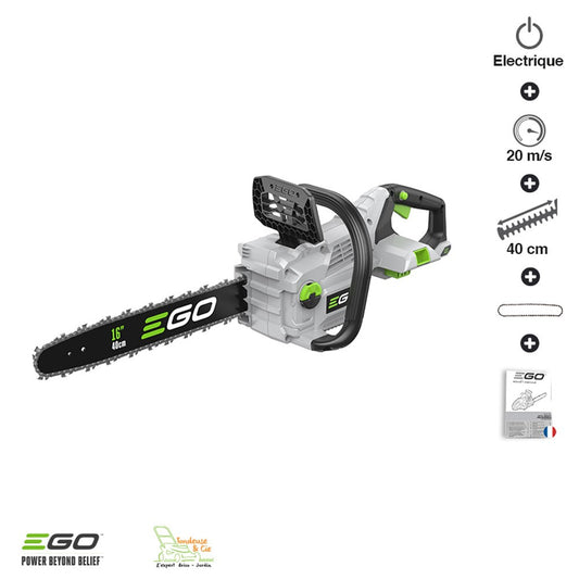  Tronconneuse Electrique à Batterie Guide Oregon 40 Cm Vitesse 20m-s Ego Cs1610e