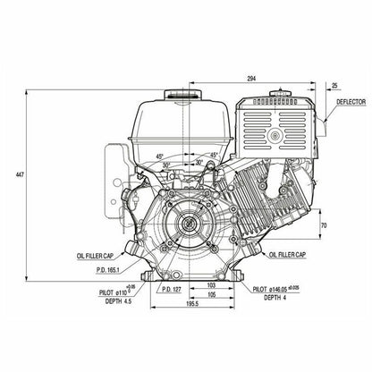 Moteur Honda Gx390 13 Cv Avec Sortie Horizontale 389 Cm3 Qhb1