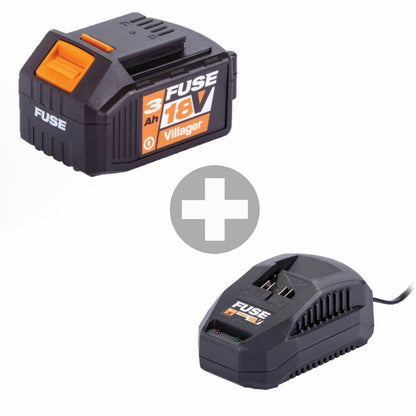  Batterie Lithium Ion 18 Volts 3ah Avec Chargeur 2.4a Villager Fuse