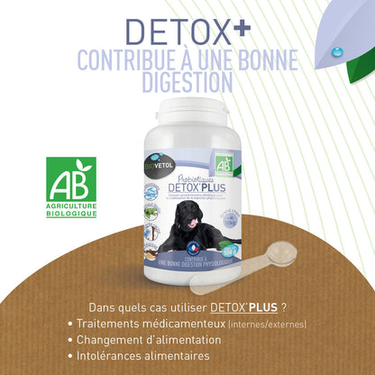  Probiotique Chien Bio Detox'plus - Complément Alimentaire Chien + 10 Kg - 104 G
