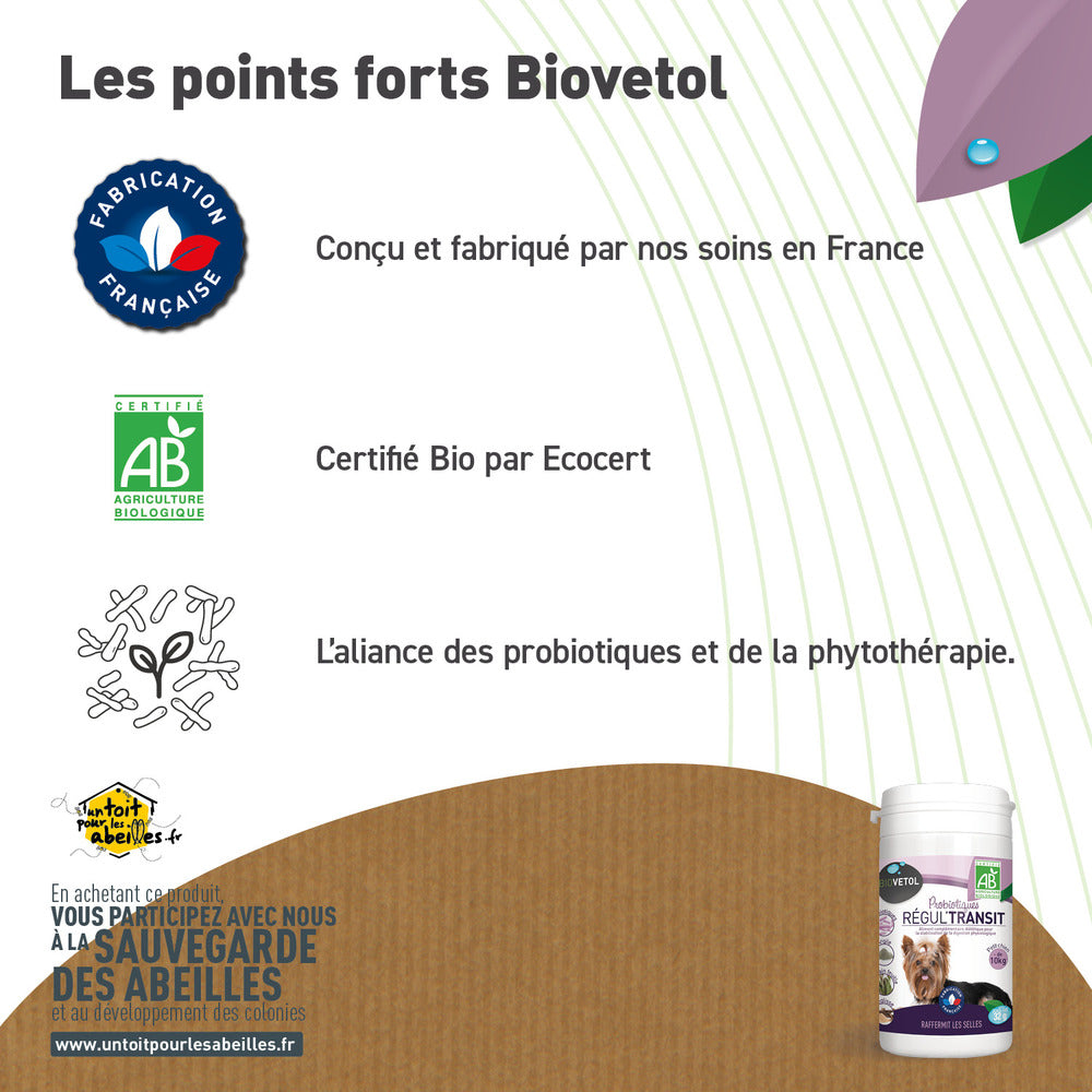  Probiotique Chien Bio Regul'transit-complément Alimentaire Chien - 10 Kg - 32 G