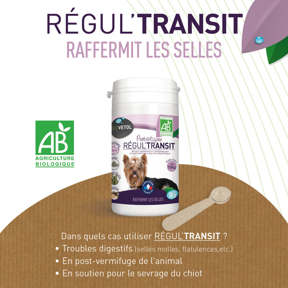  Probiotique Chien Bio Regul'transit-complément Alimentaire Chien - 10 Kg - 32 G