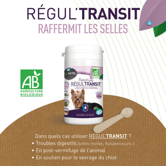  Probiotique Chien Bio Regul'transit-complément Alimentaire Chien - 10 Kg - 32 G
