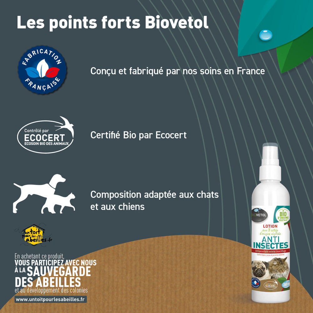  Lotion Anti-insectes - Insectifuge Bio Certifié Ecocert - Chien Et Chat - 500ml