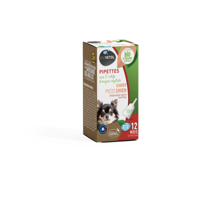  Pipettes Anti Puces Chiot / Petit Chien Bio- 12 Pipettes*1,5ml