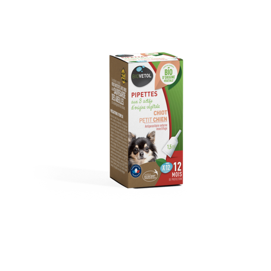  Pipettes Anti Puces Chiot / Petit Chien Bio- 12 Pipettes*1,5ml