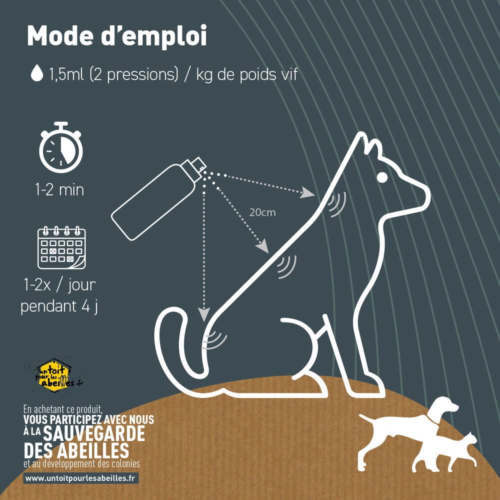  Lotion Anti-démangeaisons Chien Chat - Bio Certifié Ecocert- Tous Pelages- 240ml