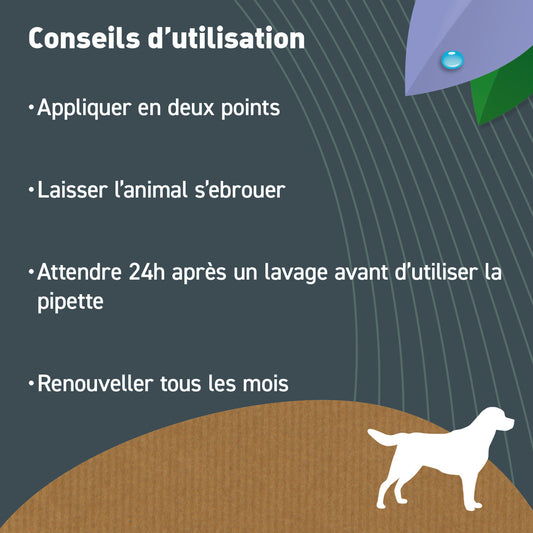  Pipettes Anti Puces Grand Chien Bio - Certifié Ecocert - 6 Pipettes * 5ml