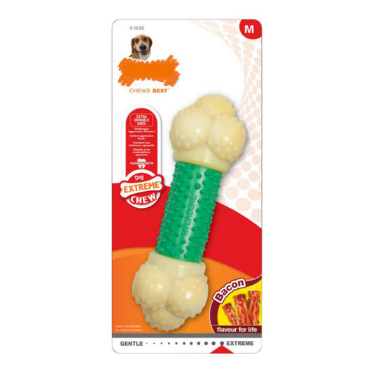 Nylabone Jouet Pour Chien Extreme Chew Double Action Bacon Menthe 2 En 1 Caoutchouc Taille M Nylon