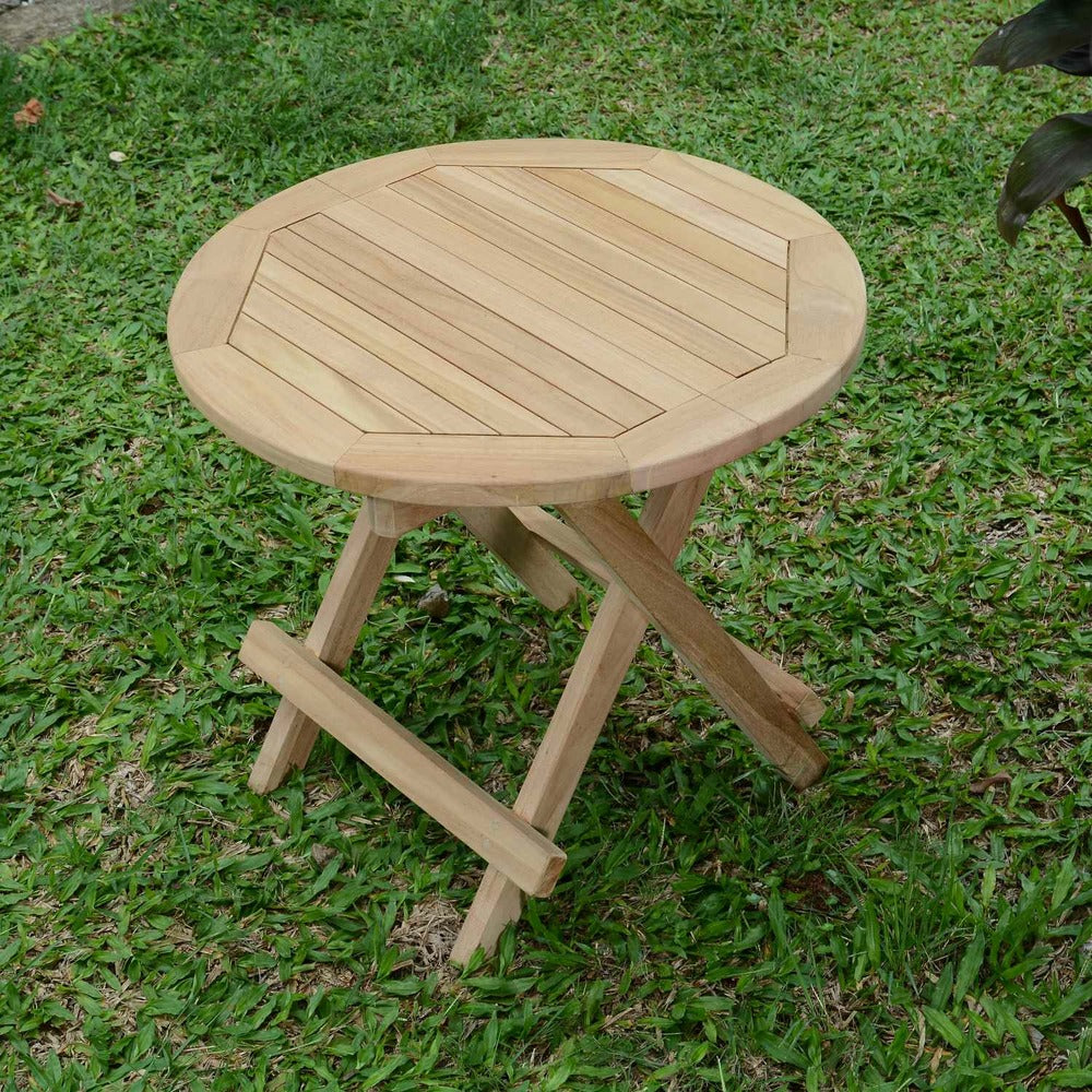  Table Basse Pliante Ronde En Teck Ecograde Kuta ø 50 Cm