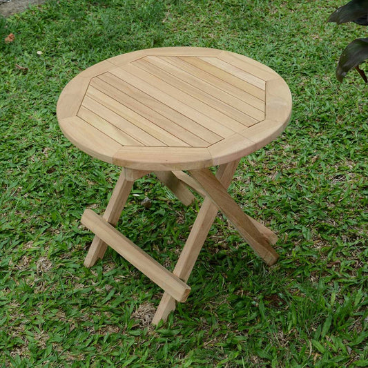 Table Basse Pliante Ronde En Teck Ecograde Kuta ø 50 Cm