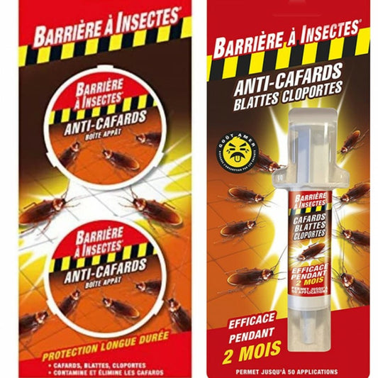 Pack De Lutte Anti Cafards - Barrière A Insecte ( 2 Boites Et 1 Seringue)