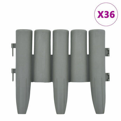 VIDAXL Bordures De Pelouse 36 Pcs Gris 10 M Pp