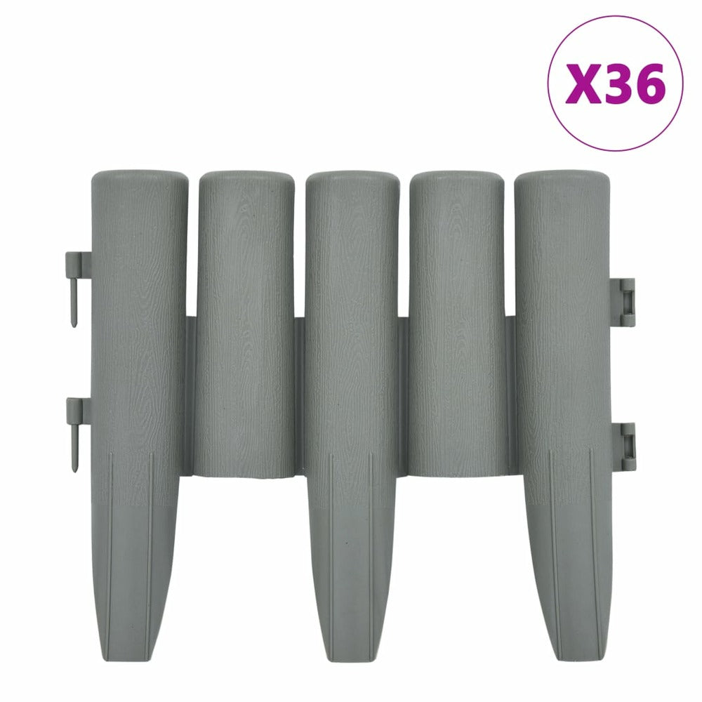 VIDAXL Bordures De Pelouse 36 Pcs Gris 10 M Pp