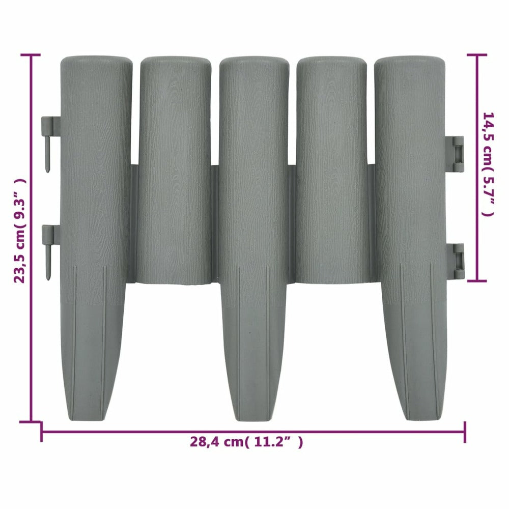 VIDAXL Bordures De Pelouse 36 Pcs Gris 10 M Pp