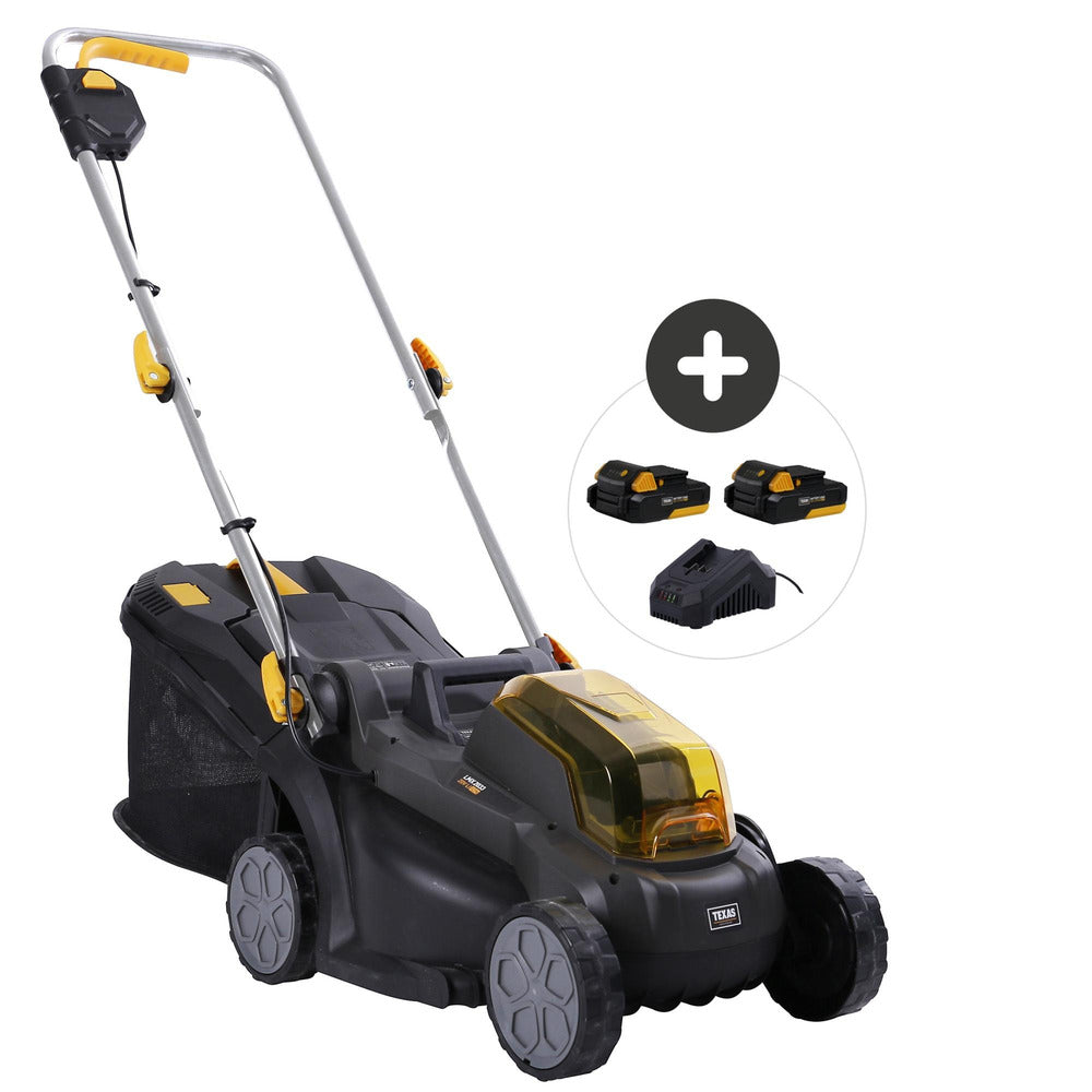  Tondeuse Gazon 2 Batteries 20v 2ah Lame 33cm Bac 35l Texas Lmx2033