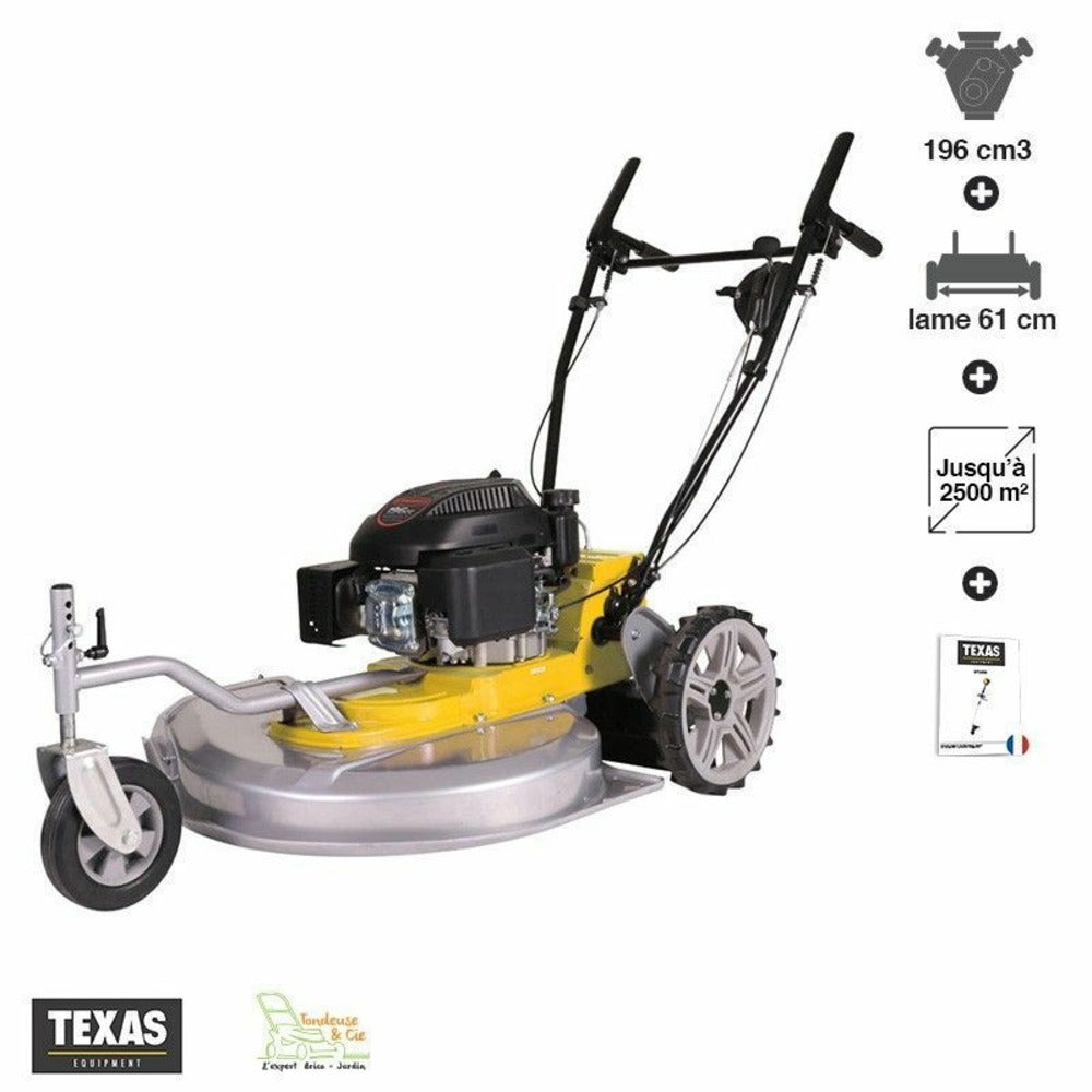  Tondeuse Débroussailleuse Thermique Tractée 4,9 Cv 196 Cc Lame 61cm Texas Mc610