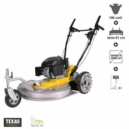  Tondeuse Débroussailleuse Thermique Tractée 4,9 Cv 196 Cc Lame 61cm Texas Mc610