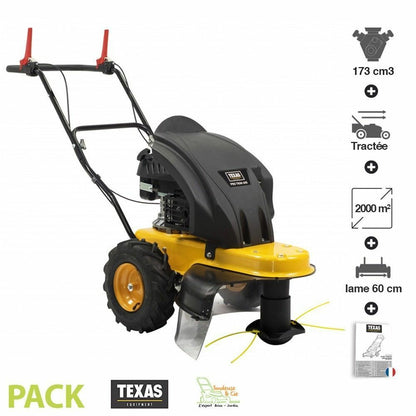 Tondeuse Débroussailleuse à Roues Tractées 3,9cv 173cc Lame 60cm Texas Protrim