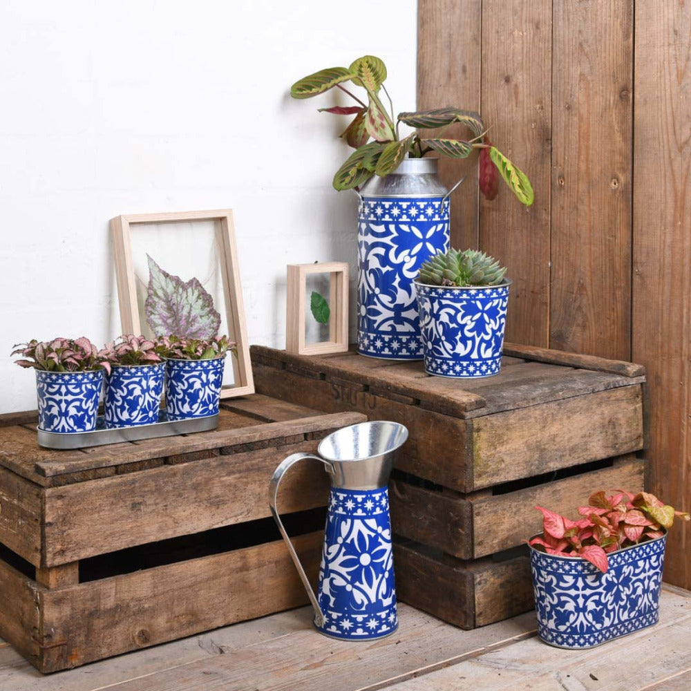  Jardinière En Zinc 3 Pots Carreaux De Ciment