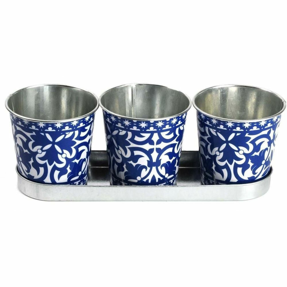  Jardinière En Zinc 3 Pots Carreaux De Ciment