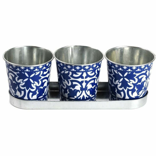  Jardinière En Zinc 3 Pots Carreaux De Ciment