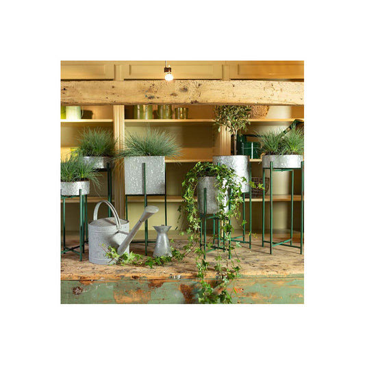ESSCHERT DESIGN Jardinière Sur Pied En Zinc Intérieure Extérieure (lot De 2) Rondes - 2,7 / 3,8