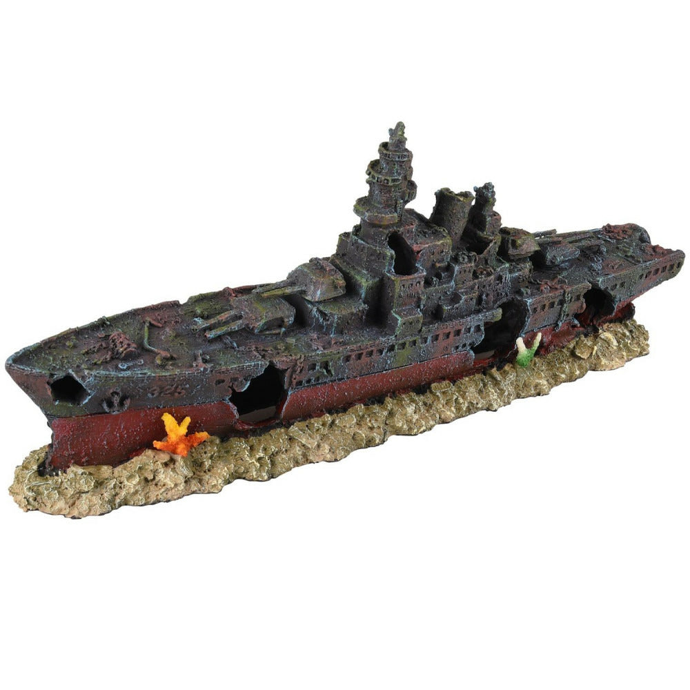 Flamingo Bateau épave 48.5 X 10 X H 19cm, Décoration Aquarium
