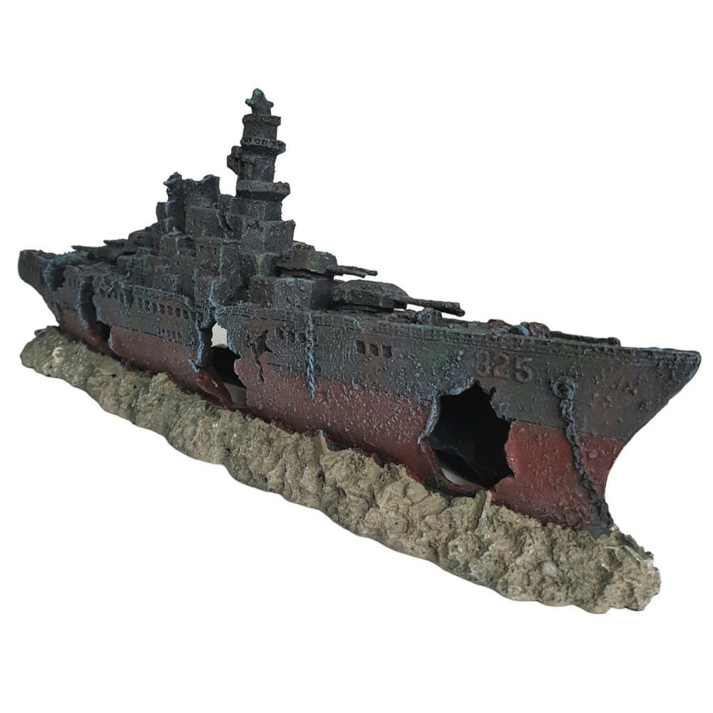 Flamingo Bateau épave 48.5 X 10 X H 19cm, Décoration Aquarium