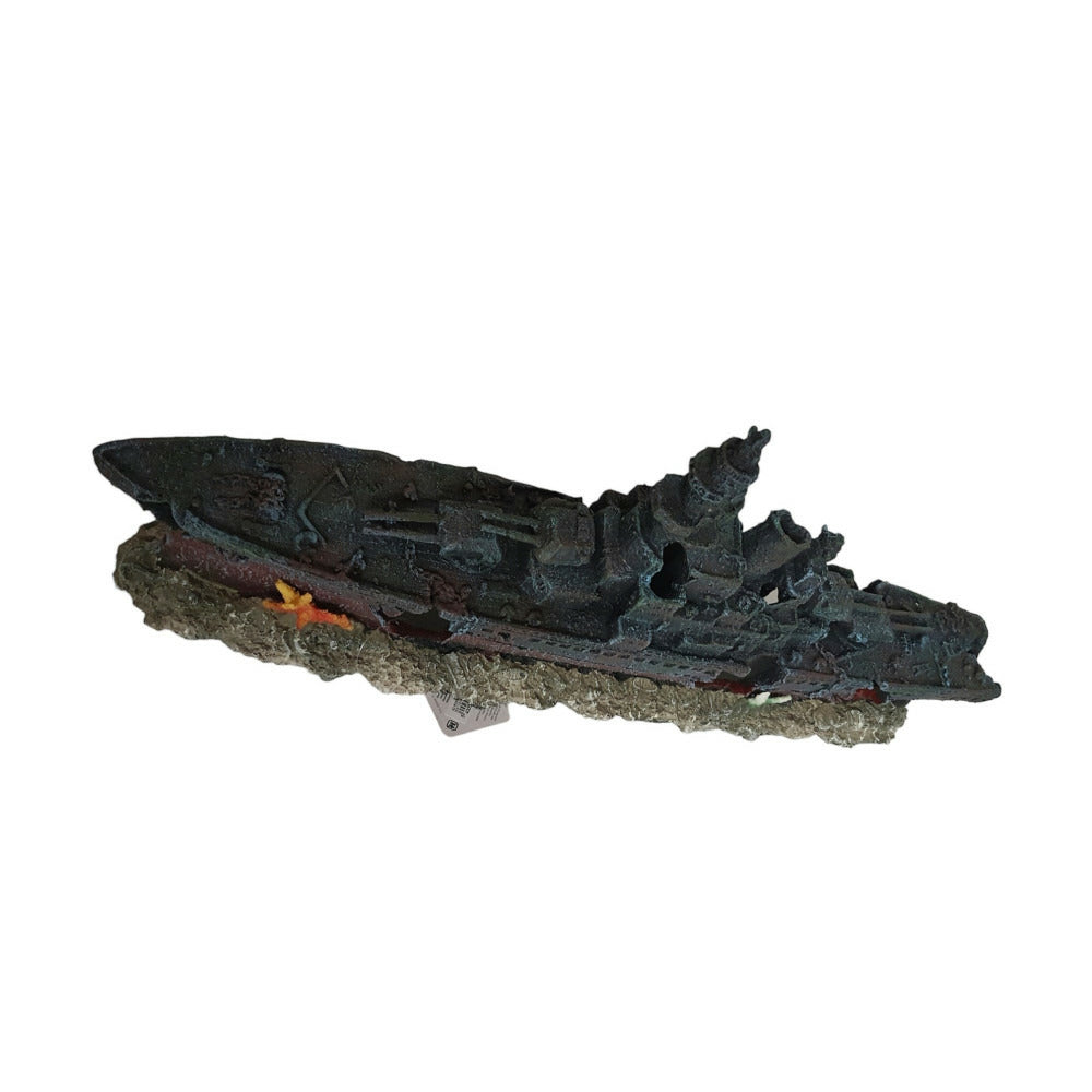 Flamingo Bateau épave 48.5 X 10 X H 19cm, Décoration Aquarium