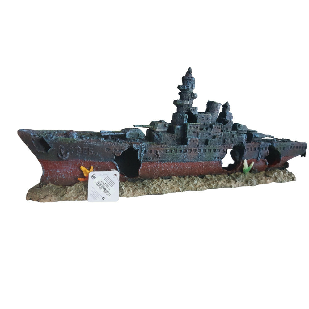 Flamingo Bateau épave 48.5 X 10 X H 19cm, Décoration Aquarium