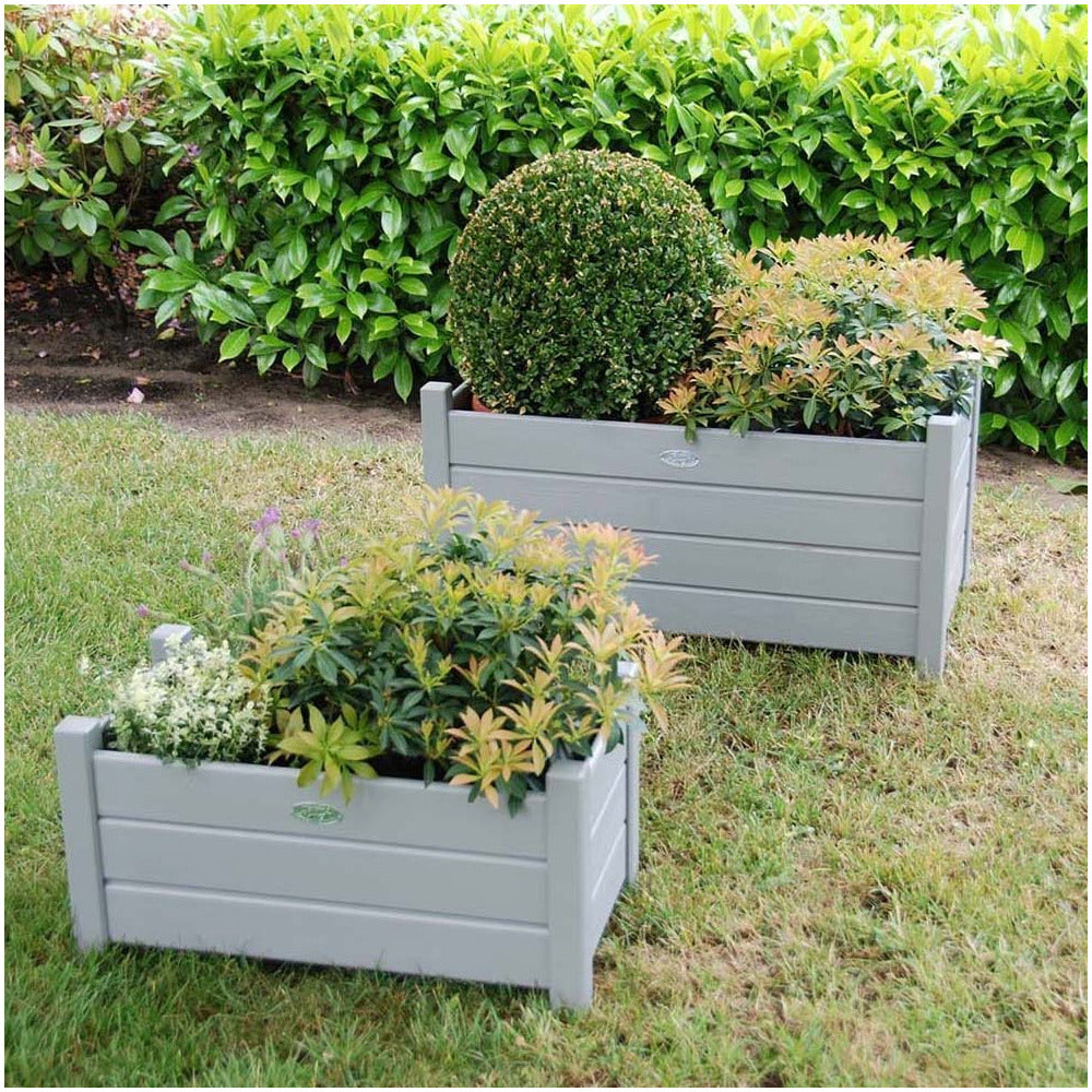  Bacs à Fleurs Rectangulaires (lot De 2) Gris
