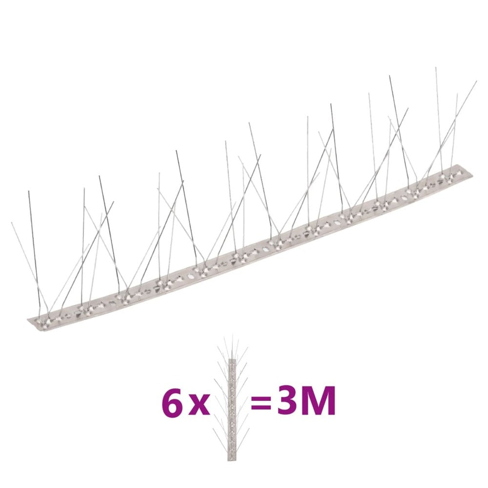 VIDAXL Ensemble De 6 Pointes à 5 Rangées Contre Oiseaux Inox 3 M