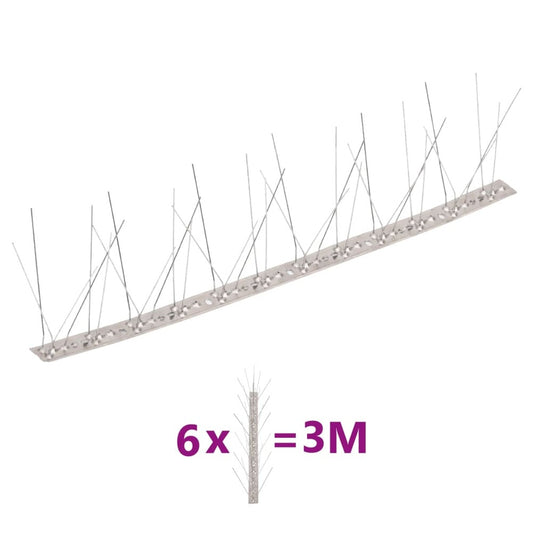 VIDAXL Ensemble De 6 Pointes à 5 Rangées Contre Oiseaux Inox 3 M