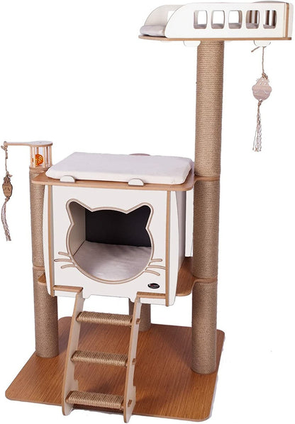  Arbre à Chat Vip Avec Dôme Griffoir Escalier Jouet 107cm (beige)