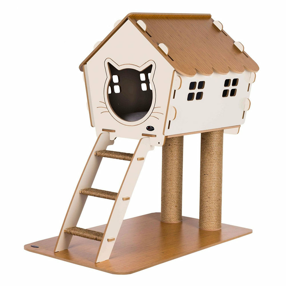  Maisonnette Pour Chat Avec Griffoir (beige)